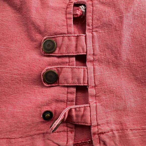 Vintage Y2K Midi Canvas Skirt Button Slit Belted Pink XS Grunge Rock Punk - Picture 7 of 7